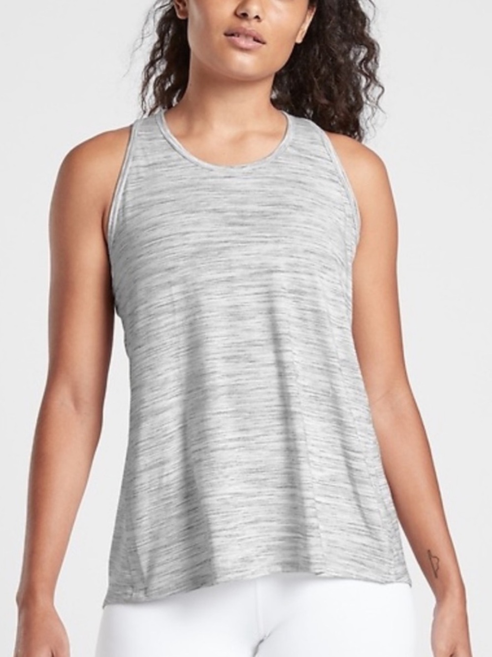 Athleta Essence Spacedye Tie Back Tank Top Gray White XS Activewear Yoga Gym